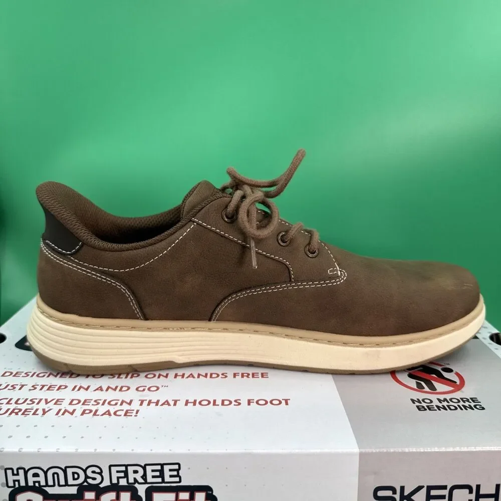 Skechers Hands Free Swift Fit Men’s 9 Brown Waterproof Casual Lace Sneakers